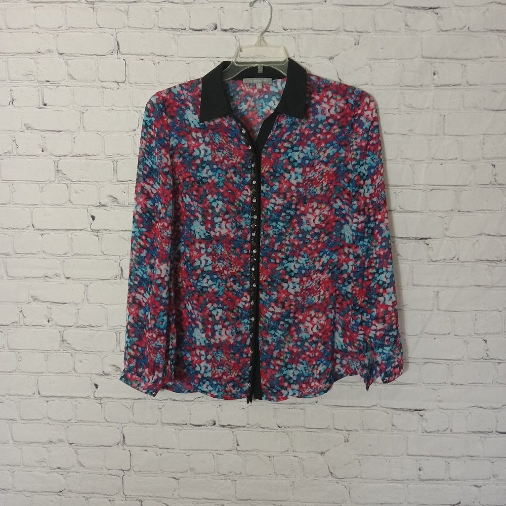 Ny Collection Multi Color Blouse Top Size Medium - image 2